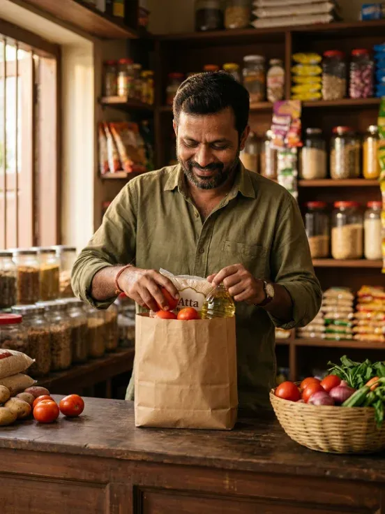Shopkeeper at the counter